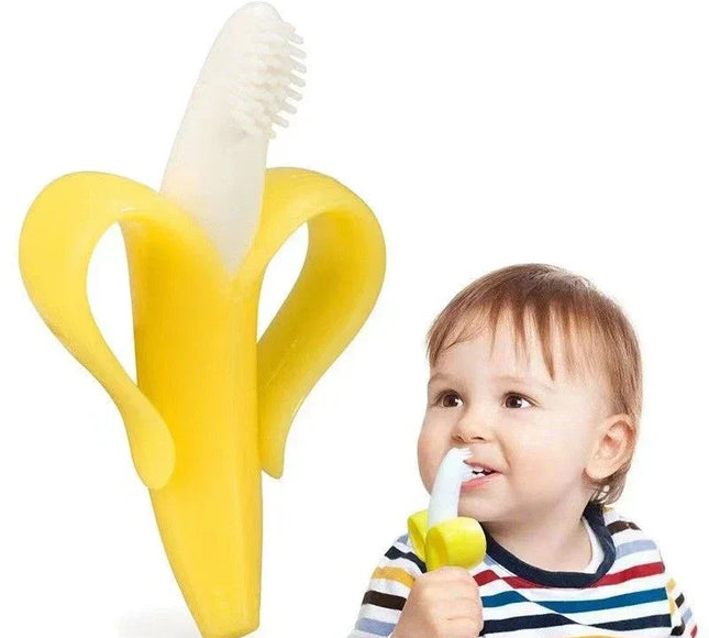 Jucărie de dentiție pentru bebeluși – Banană cu mânere, din silicon non-toxic, fără BPA - Bebeboo - Totul pentru copii. Jucării, Hăinuțe, Perne, Mobilier, Textile