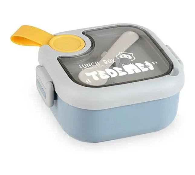 Caserolă pentru copii – Lunch Box 750 ml, cu două boluri, lingură și foarfecă, rezistentă la scurgeri - Bebeboo - Totul pentru copii. Jucării, Hăinuțe, Perne, Mobilier, Textile